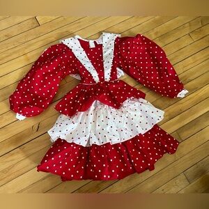 Martha’s Miniatures red and white polka dot peasant full skirt party dress bell‎